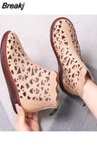 Leather Flats Sandals Spring Summer Sandals Breathable Hole Boots Flat Soft Non-slip Comfortable Sandalias Plus Size