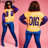 Spring Fashion Sequined Baseball Jackets Womens Patchwork Zipper Long Sleeve Coats Casual Sports Glitter Outerwear
