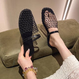 Breakj Simple Word With Round Head Flat-Bottom Cool Slippers Summer New Design Feel Mesh Woven Hollow