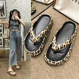 Leopard Eva Flip Flops for Women Summer 2023 New Clip Toe Platform Slippers Woman Soft Sole Non Slip Beach Slide