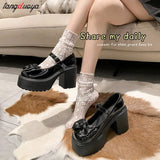 mary jane shoes White Pumps for Women High Heels Buckle Strap Mary Jane Shoes Woman Goth Thick Heeled Party Shoes