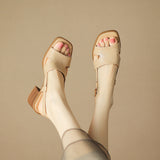 Breakj Simple Wind ~ Fang Exposed Sandals Women's New Leisure Commute Coarse High