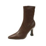 New High-Heeled Boots Korean Version Of Online Celebrities Thin Boots Tipped OL Commuter And Ankle Short Women's