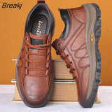 Men's PU Leather Casual Shoes Autumn Winter Lace-up Platform Sneakers Male Travel Shoes Hiking Shoes British Style Mens