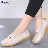 New Femme Flats Leather Shoes Woman Slip On Women Flats Moccasins Women's Loafers Spring Autumn Mother Shoe Big Size