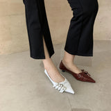 Pointed Toe Low Heel Pumps Women Shoes Brand Belt Buckle Shallow Slip On Ballet Elegant Pumps For Party