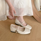 Breakj Retro Mary Jane Shoes Women Spring And Autumn Small Design Single Shoes Light-Mouthed Silver
