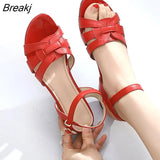 Summer Women Sandals 2022 New Large Size Comfort Low Heel Sandals Open Toe Shoes Woman Genuine Leather Fashion