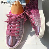 Women Vulcanize Shoes Sneakers Bling Shoes Girl Glitter Casual Female Breathable Lace Up Outdoor Sport Shoes Zapatos De