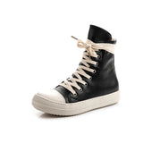 Shoes High-top Canvas Shoes Women All-match Casual Shoes Lace-up Sneakers Men Flat Platform Shoes Zipper Vulcanized