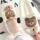 Women's Slippers Solid Color Cute Bow Thick Sole Comfortable Non-Slip Sandals Bathroom Indoor Couple Slippers New Summer