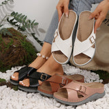 Platform Wedge Sandals Thick Sole Slippers Women Cross Strap Beach Sandals Comfort Soft Anti-Slip Flip Flops Plus size