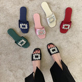 Square Buckle Sandals Slippers Women Wear 2024 Summer New Women's Shoes Network Celebrities Popular Style Fairy Style