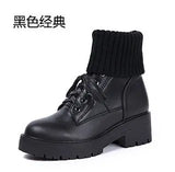 Martin Boots Girls College Style Students Non-Slip Thick Soles Plush Warm Wool Rice White Large Size Short
