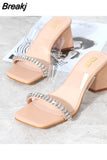 Slides Shoes Womens Slippers Outdoor Pantofle Heeled Mules Low Jelly 2023 High Thin Basic Rubber Crystal Sexy Rome
