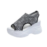 Women's Sandals 2023 Summer Wedge Heel Elastic Cloth Cover Foot Ladies Sandals Thick-soled Fashion Trifle Elevation Casual