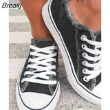 Women Canvas Shoes 2023 Summer Plus Size Denim Canvas Shoes Women Lace Up Casual Shoes Woman Flat Loafers