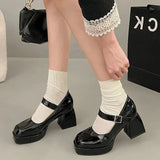 Beige Platform Pumps for Women Super High Heels Buckle Strap Mary Jane Shoes Woman Thick Heeled Wedding Party Shoes