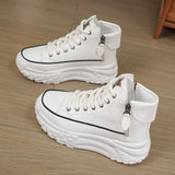 Women High Top Boots 2024 Spring Lace-up Platform Sneakers Non-slip Sneakers Comfy Outdoor Running Shoes Casual Tenis De