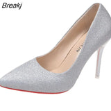 For Women 2023 Spring High Heel Pumps Sexy Foot Fetish Alternative Passion Sexy Red Bottom Pointed 10 CM Zapatos De