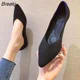 JIU MOUNTAIN 2021 Women's Shoes Autumn Single Shoes Fashion Knitted Pointed Shoes Flat Bottom Comfortable Plus Size