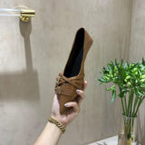 Pointed Toe Low Heel Pumps Women Shoes Brand Belt Buckle Shallow Slip On Ballet Elegant Pumps For Party