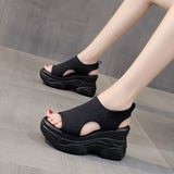 Straps Espadrilles Platform Clogs Wedge Female Shoe 2023 Women's Open Toe Increasing Height High Heels Muffins shoe