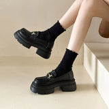 Shoes Women's 2024 New Autumn Thick-Soled Vintage Shoes With British Style Small Leather Shoes Black Shoes Jk Single