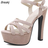 Square Heel Sandals Open Toe High Heels Platform Sandals Shoes Woman High Heel sapatos feminino