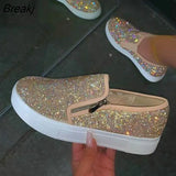 New Fashion Sparkling Rhinestone Flat Loafers Plus Size Women's Shoes Outing Casual Shoes Outdoor Sports Running