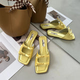 Summer Candy Leather Beach Shoes Women Bow Flat Slippers Women's Shoes Simple Slides Open Toe Flat Slippers for Women