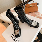 Boots Thick Heel Square Toe Waterproof Non-slip Inner Zipper Autumn and Winter Fashion Shoes for Women 2023