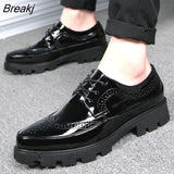 Men Oxford Shoes Leather Men's Dress Luxury Brand Business Brogue Shoes Party Formal Shoes with Thick Bottom 2020