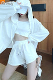Women 3 Pieces Summer Sleepwear Ensembles De Pyjama Nightgown Suits with Shorts Home Wear Homeware Pijamas