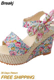 Lace Leisure Women Wedges Heeled Women Shoes 2023 Summer Sandals Party Platform High Heels Shoes