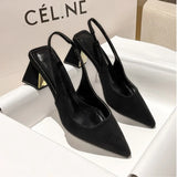 Summer New Pointed Solid Color Simple Shallow Mouth Comfortable Women's Outwear Back Strap Fashion Sandals