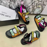 Round Head Magic Sandals Women's Large-Colored Thick-Soled Beach