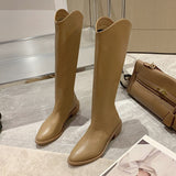 Flat Boots Shoes Sexy Thigh High Heels High Sexy Winter Footwear Round Toe Boots-Women Low Rubber Over-the-Knee Autumn