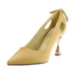 Female Casual High Quality Pointed Toe Yellow Slip on Stiletto Heels for Office Women Party Black Heel Shoes Zapatos