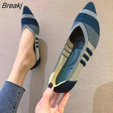 JIU MOUNTAIN 2021 Women's Shoes Autumn Single Shoes Fashion Knitted Pointed Shoes Flat Bottom Comfortable Plus Size