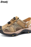 Men Summer Sandals Leather Outdoor Beach Shoes Pure Handmade Shoes Fashion Big Size Slippers Men Luxury Casual