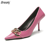 Women Pumps Luxury Female High Heels Metal Pointed Toe Professional Dress Party Ladies Office Shoe 2021Summer Fashion Large