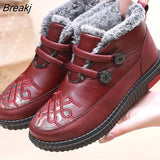 Winter New Leather Waterproof Snow Boots Women's Plus Velvet Warm Short Boots Ladies Casual Lightweight Flat