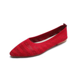 Women Pointed Toe Shallow Flat Shoes Mesh Loafers Soft Bottom Ballet Flats Classic Moccasins Knit Dress Shoes