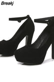 Heeled Ankle Strap Pumps Sweet Platform Pink Square Heel Woman High Heels Pumps Platform Shoes 2023 Spring Woman
