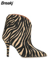 Gold Fashion Ladies Boots Spring Autumn Fall Footwear Pinted Toe Ankle Boots For Women Leopard Print Hihg Heels