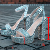 Summer Platform Allover Glitter Decor Chunky Heeled Sandals High Heeled Comfort Casual Sexy Elegant Women's Sandals