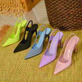 Woman Shoe High Heels Stiletto Navy Blue Pumps Pointed Wedge Roman Style 2023 Burgundy Straps Low Satin Fine Orange
