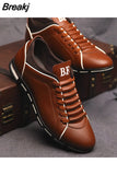 Autumn New Men Shoes Casual Sneakers Fashion Solid Leather Shoes Formal Business Sport Flat Round Toe Light