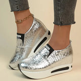 Leather Wedge Loafers Shoes for Women 2024 New Height Increasing Platform Sneakers Woman Lightweight Slip On Casual